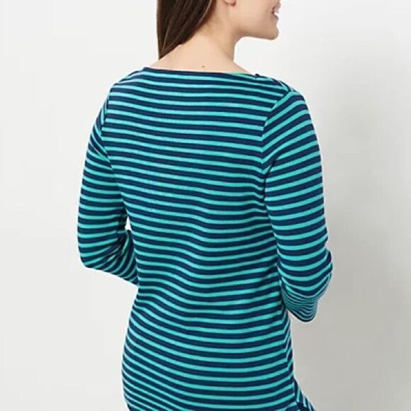 Isaac Mizrahi Live! Essential Yarn Dye Stripe 3/4 Sleeve Top - Picture 3 of 7